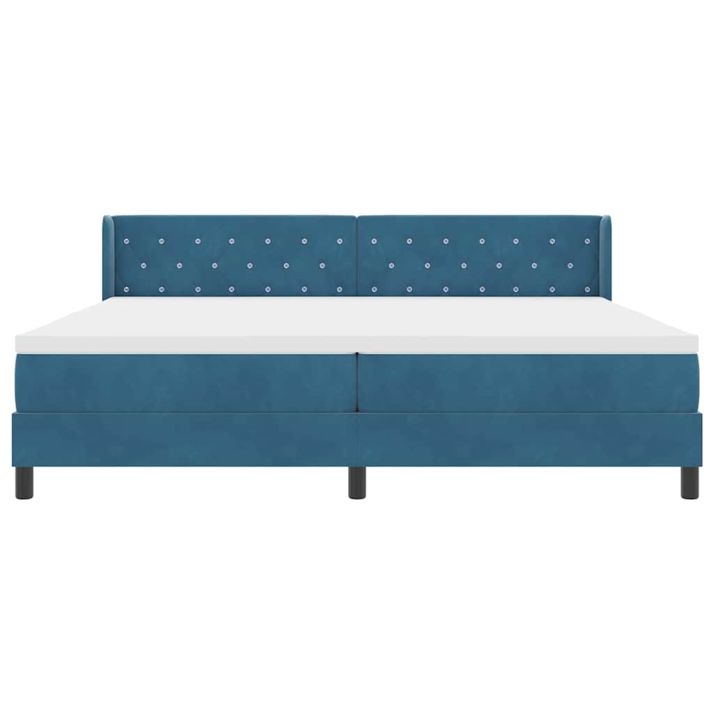 Letto a molle con testiera Blu Scuro 200 x 200 cm Velluto | homemem39