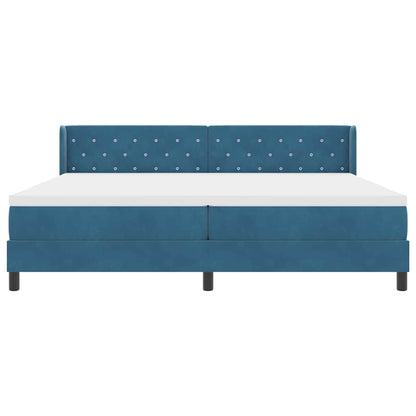 Letto a molle con testiera Blu Scuro 200 x 200 cm Velluto | homemem39