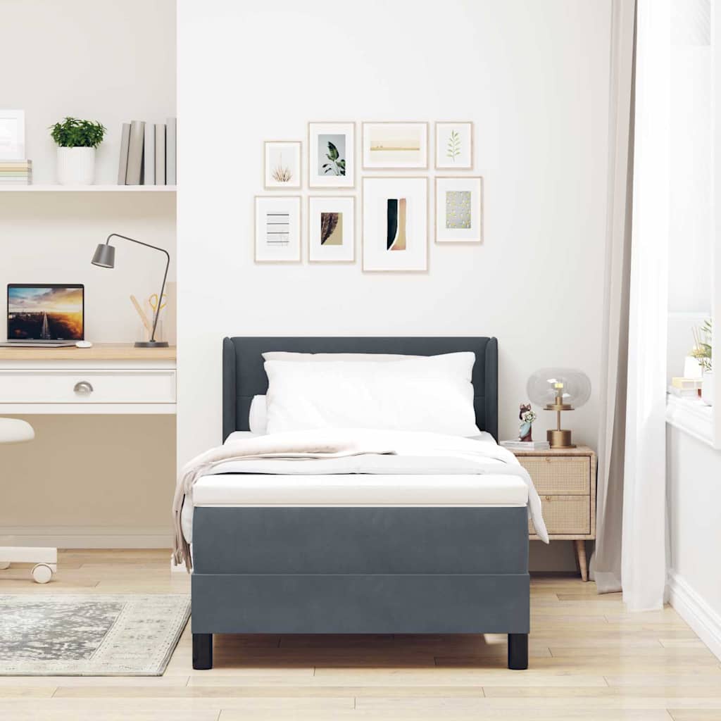 Letto a molle con testiera Grigio scuro 200 x 80 cm Velluto | homemem39