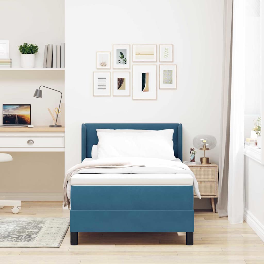Letto a molle con testiera Blu Scuro 200 x 80 cm Velluto