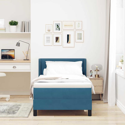 Letto a molle con testiera Blu Scuro 200 x 80 cm Velluto