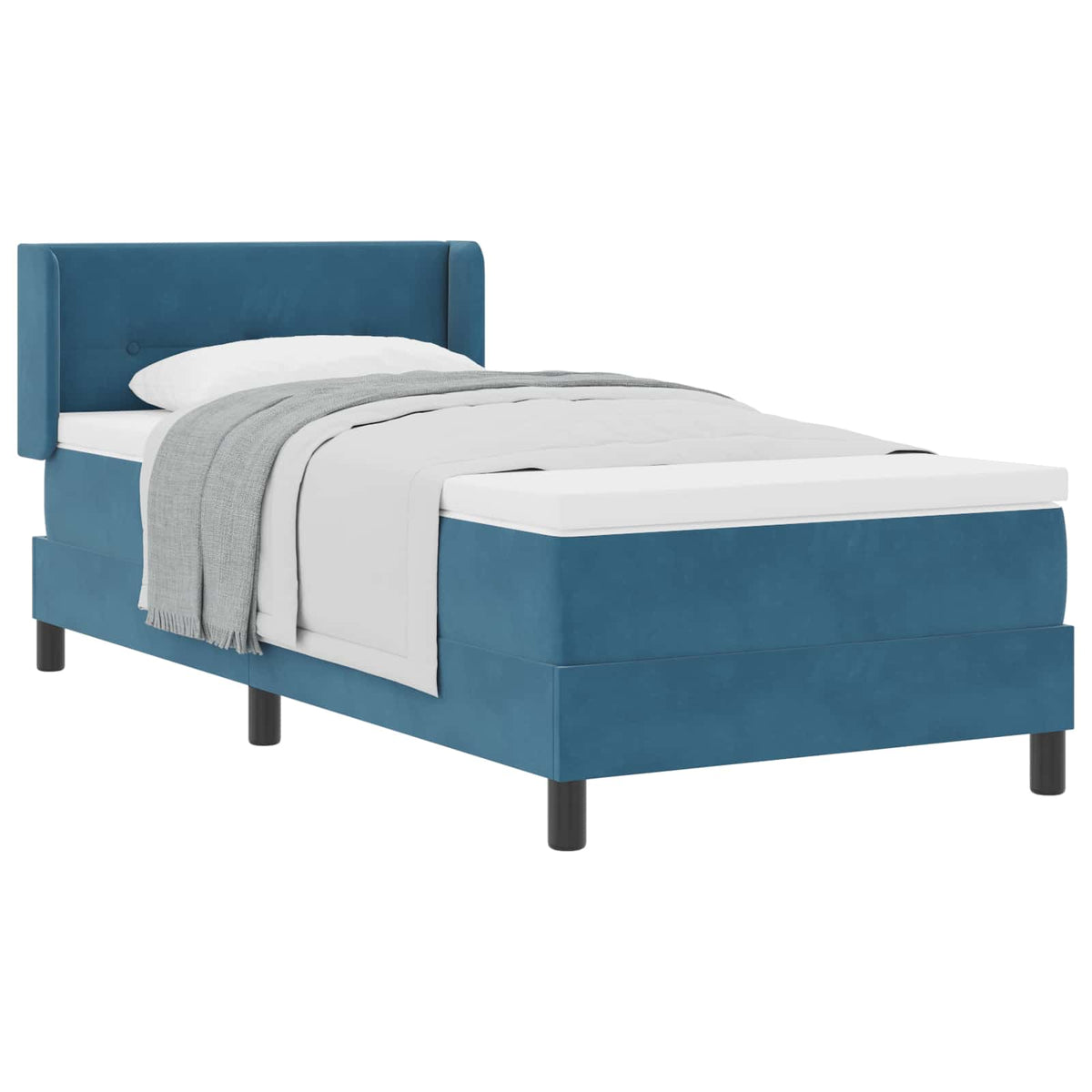 Letto a molle con testiera Blu Scuro 200 x 80 cm Velluto
