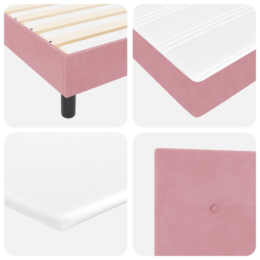 Letto a molle con testiera Rosa 190 x 90 cm Velluto | homemem39