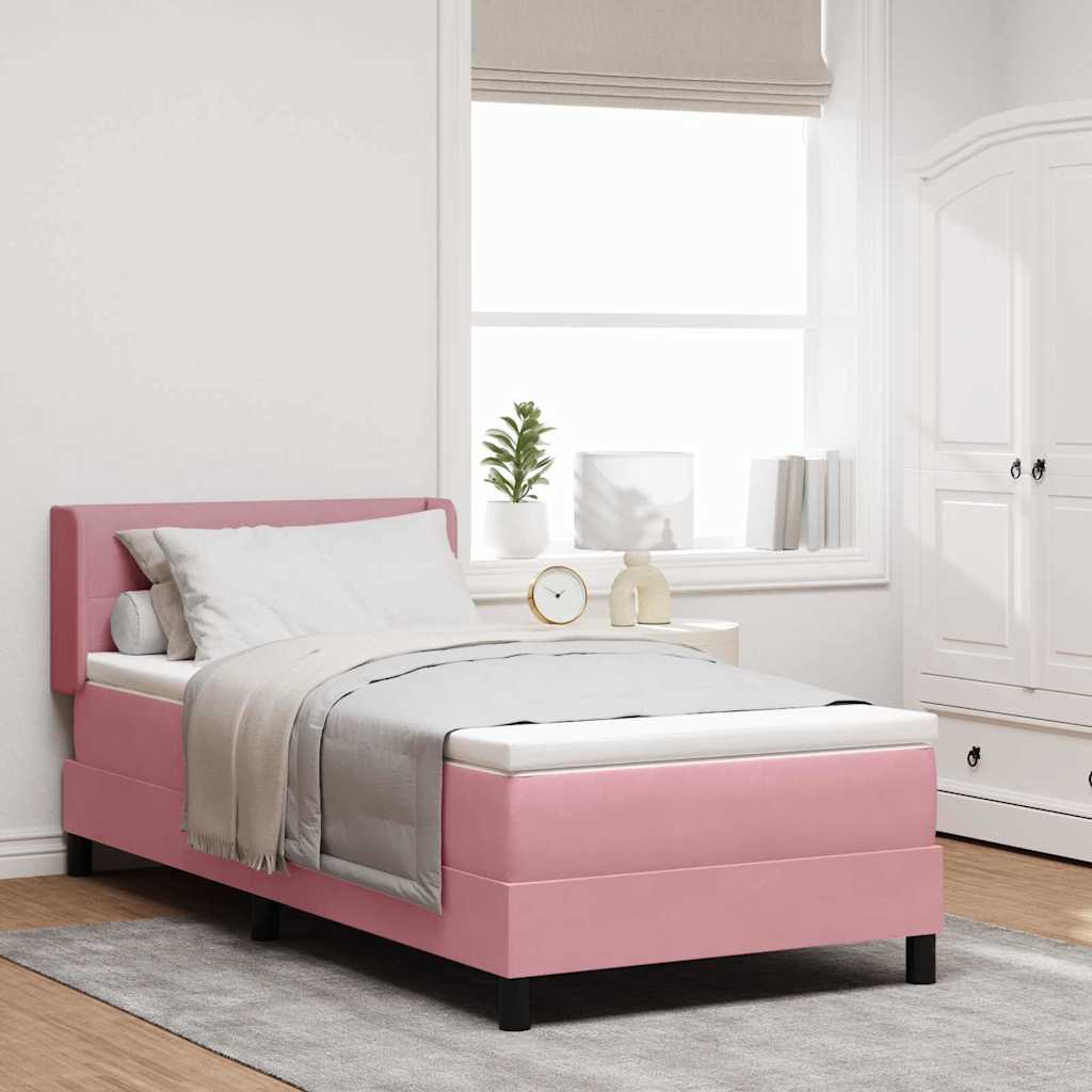 Letto a molle con testiera Rosa 190 x 90 cm Velluto | homemem39