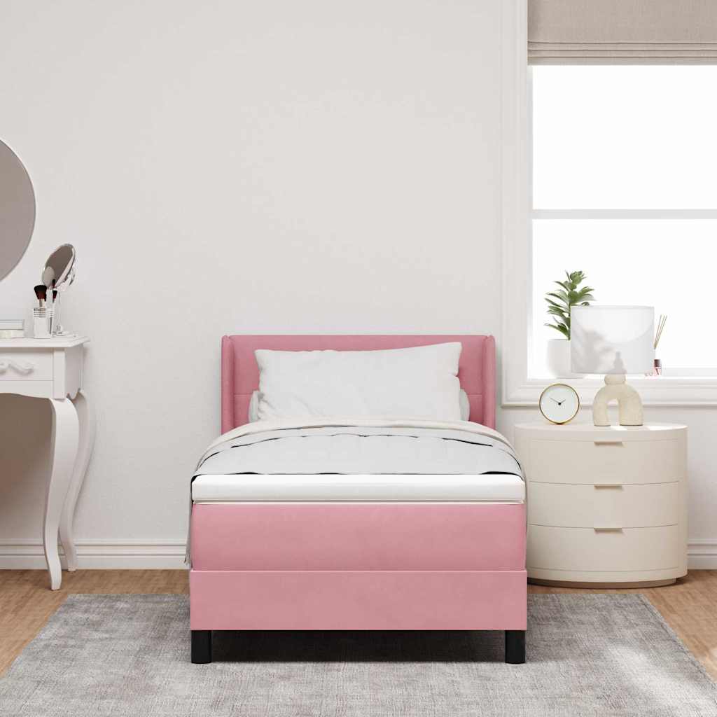 Letto a molle con testiera Rosa 190 x 90 cm Velluto | homemem39