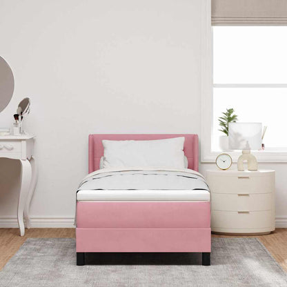 Letto a molle con testiera Rosa 190 x 90 cm Velluto | homemem39