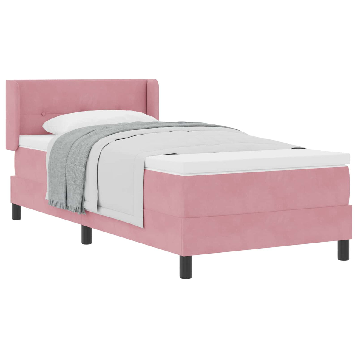 Letto a molle con testiera Rosa 190 x 90 cm Velluto | homemem39
