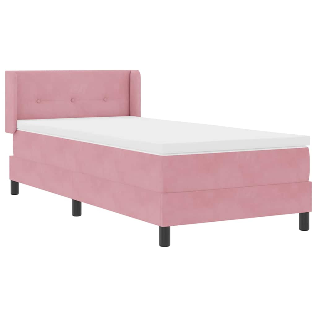 Letto a molle con testiera Rosa 190 x 90 cm Velluto | homemem39