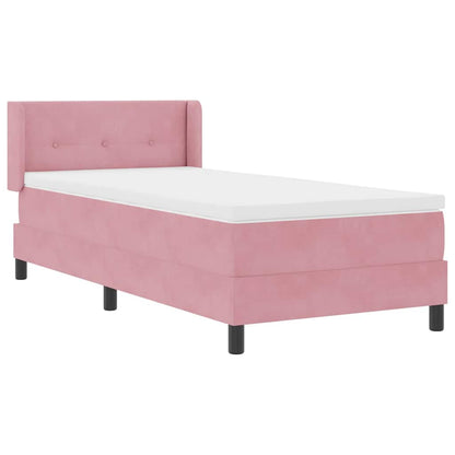 Letto a molle con testiera Rosa 190 x 90 cm Velluto | homemem39