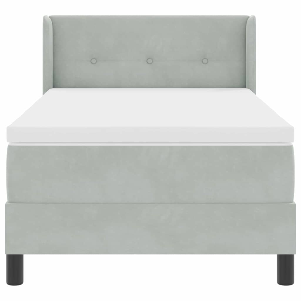 Letto a molle con testiera Grigio chiaro 200 x 90 cm Velluto | homemem39