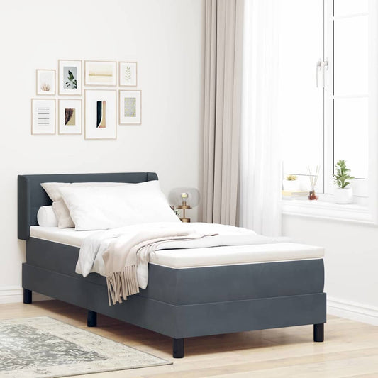 Letto a molle con testiera Grigio scuro 200 x 90 cm Velluto | homemem39