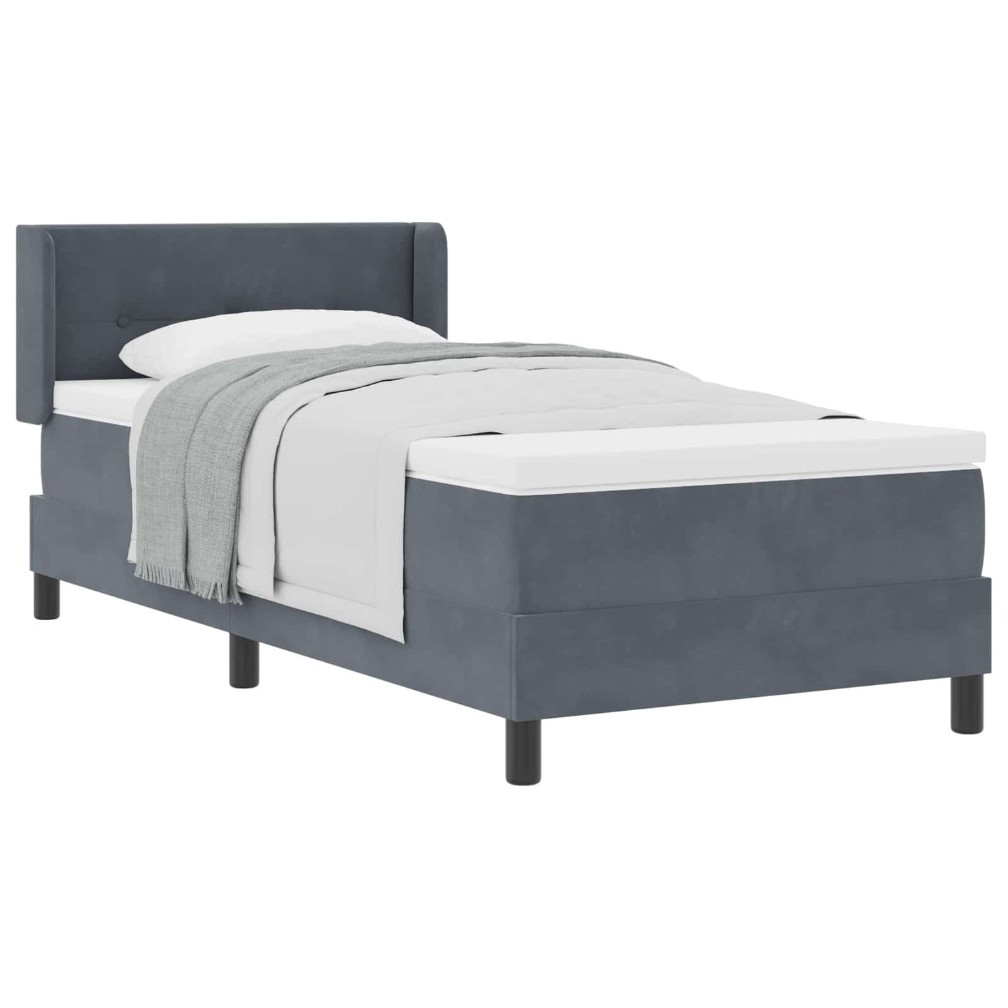 Letto a molle con testiera Grigio scuro 200 x 100 cm Velluto | homemem39
