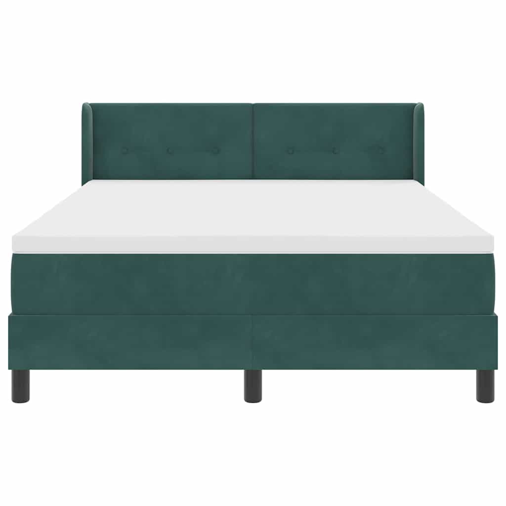 Letto a molle con materasso Verde Scuro 190 x 140 cm Poliestere