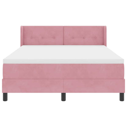 Letto a molle con testiera Rosa 190 x 140 cm Velluto | homemem39