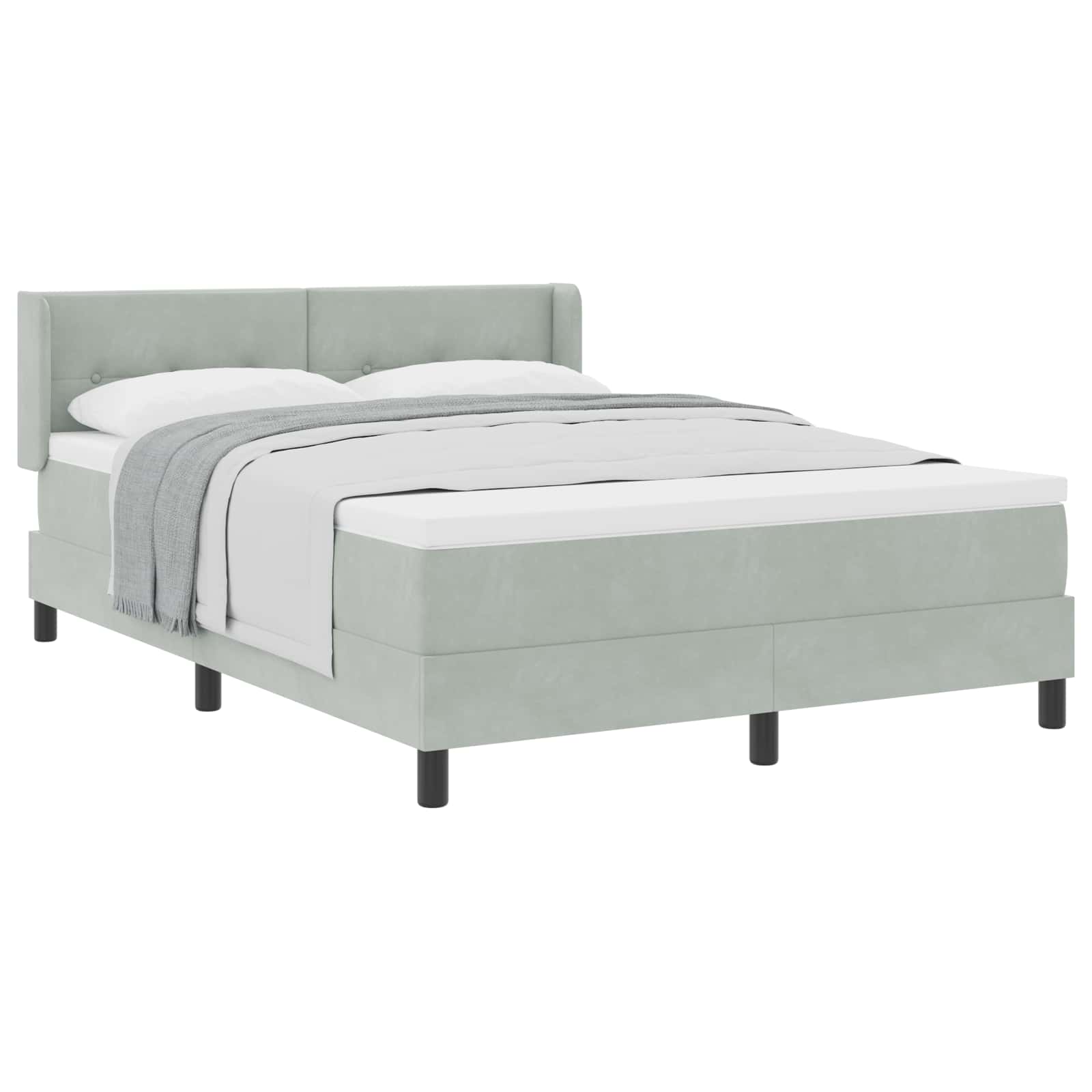 Letto a molle con testiera Grigio chiaro 200 x 140 cm Velluto | homemem39