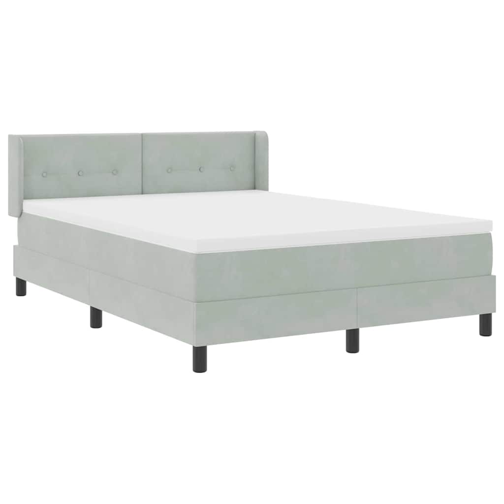 Letto a molle con testiera Grigio chiaro 200 x 140 cm Velluto | homemem39