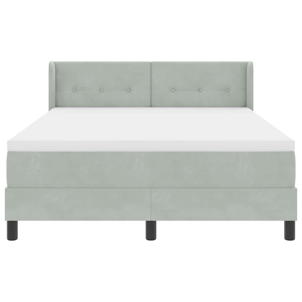 Letto a molle con testiera Grigio chiaro 200 x 140 cm Velluto | homemem39
