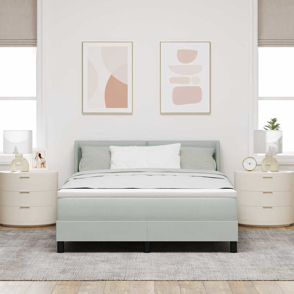 Letto a molle con testiera Grigio chiaro 200 x 160 cm Velluto | homemem39