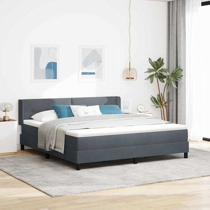 Letto a molle con testiera Grigio scuro 200 x 180 cm Velluto | homemem39
