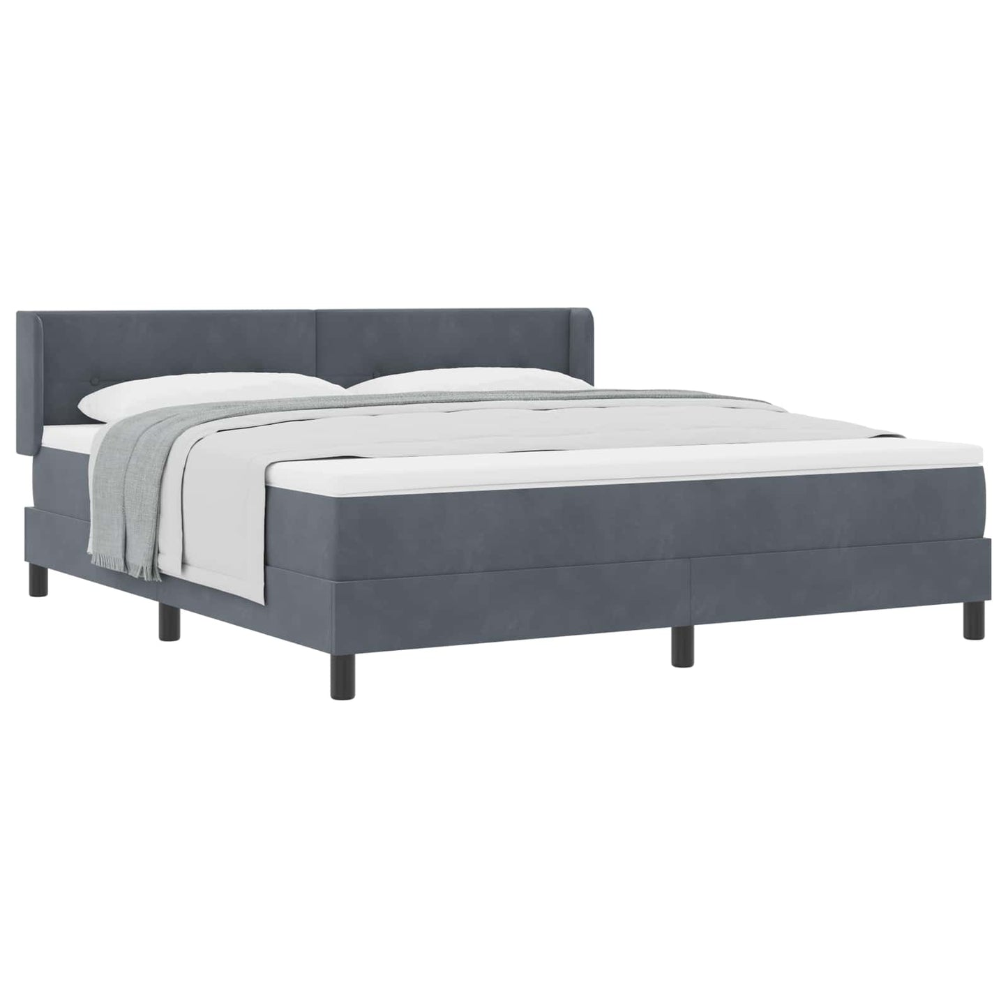 Letto a molle con testiera Grigio scuro 200 x 180 cm Velluto | homemem39