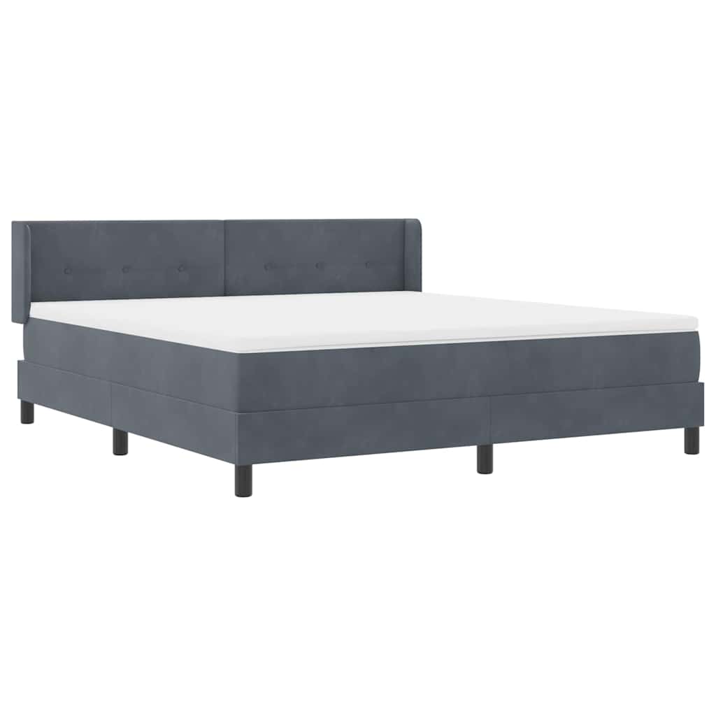 Letto a molle con testiera Grigio scuro 200 x 180 cm Velluto | homemem39