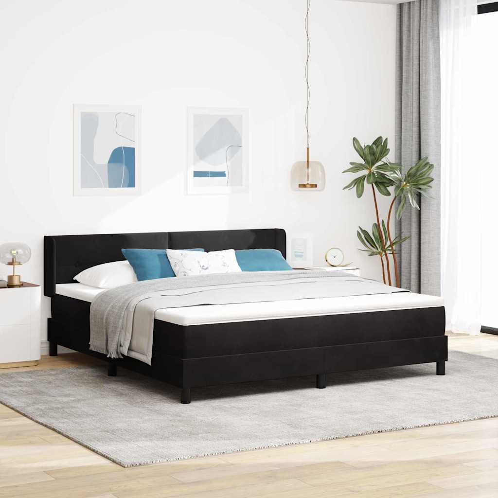 Letto a molle con testiera Nero 200 x 180 cm Velluto | homemem39