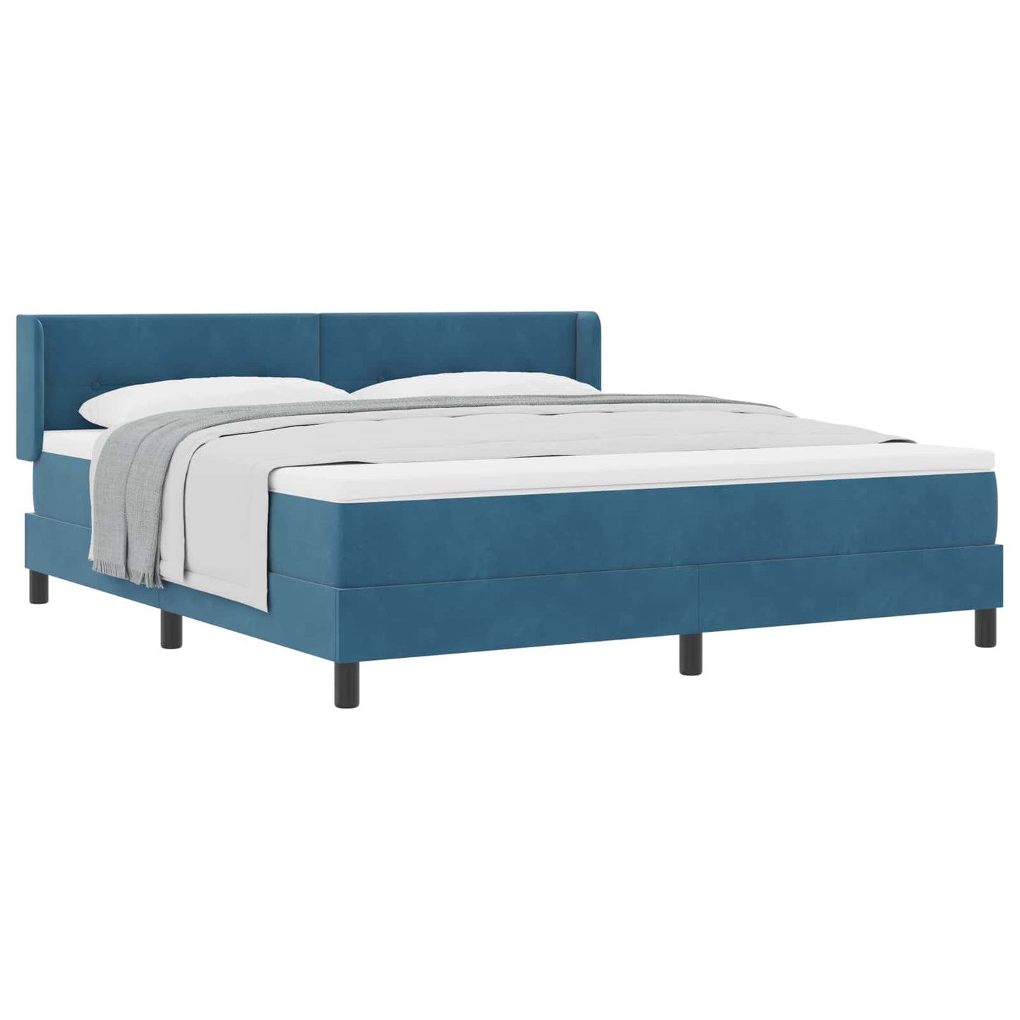 Letto a molle con testiera Blu Scuro 200 x 180 cm Velluto