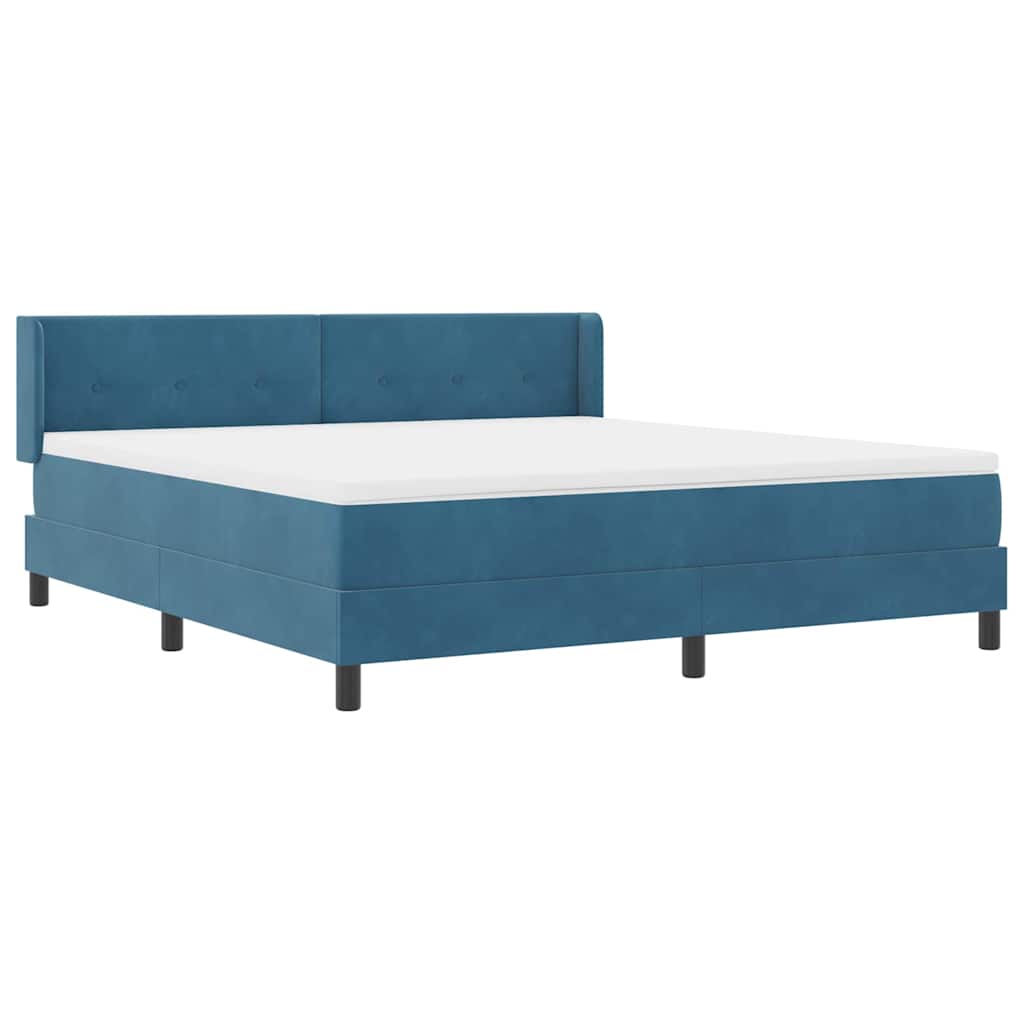 Letto a molle con testiera Blu Scuro 200 x 180 cm Velluto