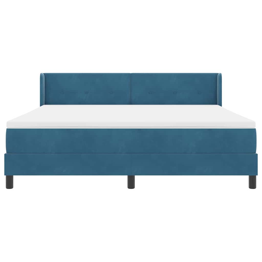 Letto a molle con testiera Blu Scuro 200 x 180 cm Velluto
