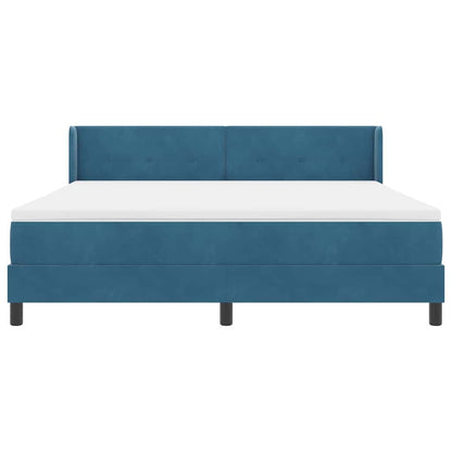 Letto a molle con testiera Blu Scuro 200 x 180 cm Velluto