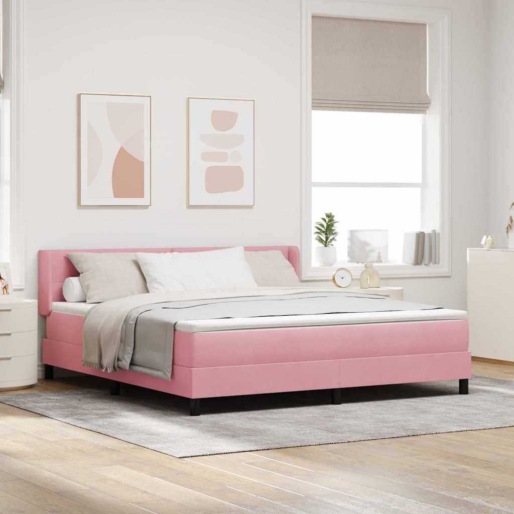 Letto a molle con testiera Rosa 200 x 180 cm Velluto | homemem39