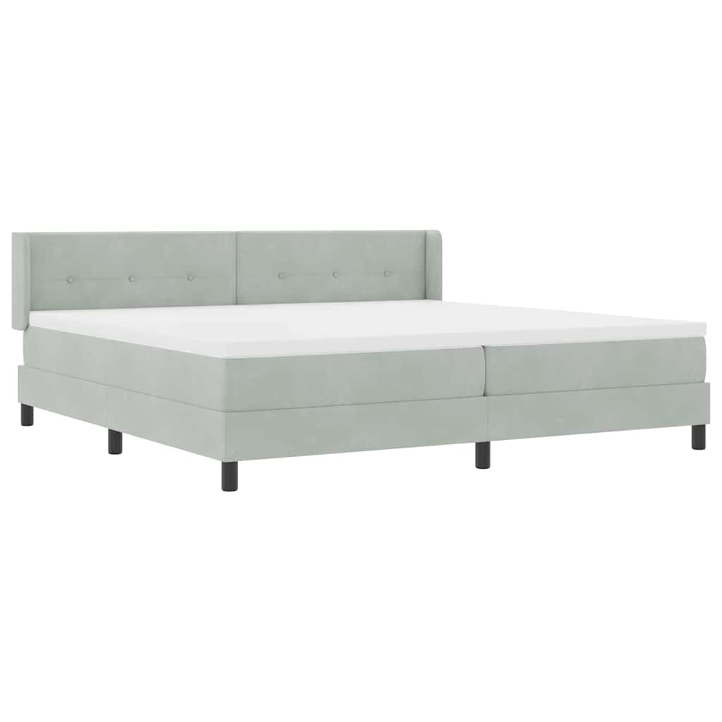 Letto a molle con testiera Grigio chiaro 200 x 200 cm Velluto | homemem39