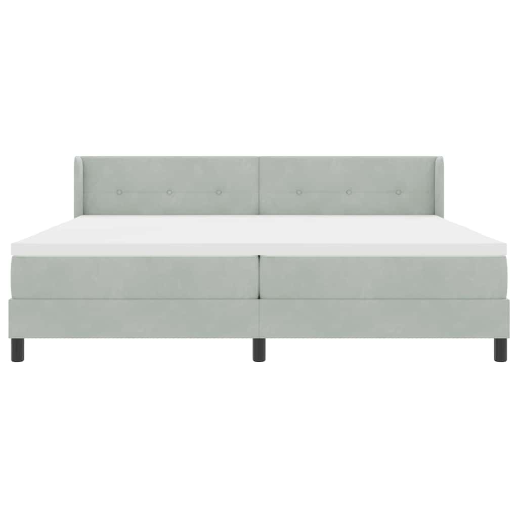 Letto a molle con testiera Grigio chiaro 200 x 200 cm Velluto | homemem39