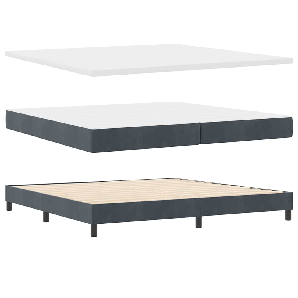 Letto a molle con testiera Grigio scuro 200 x 200 cm Velluto | homemem39
