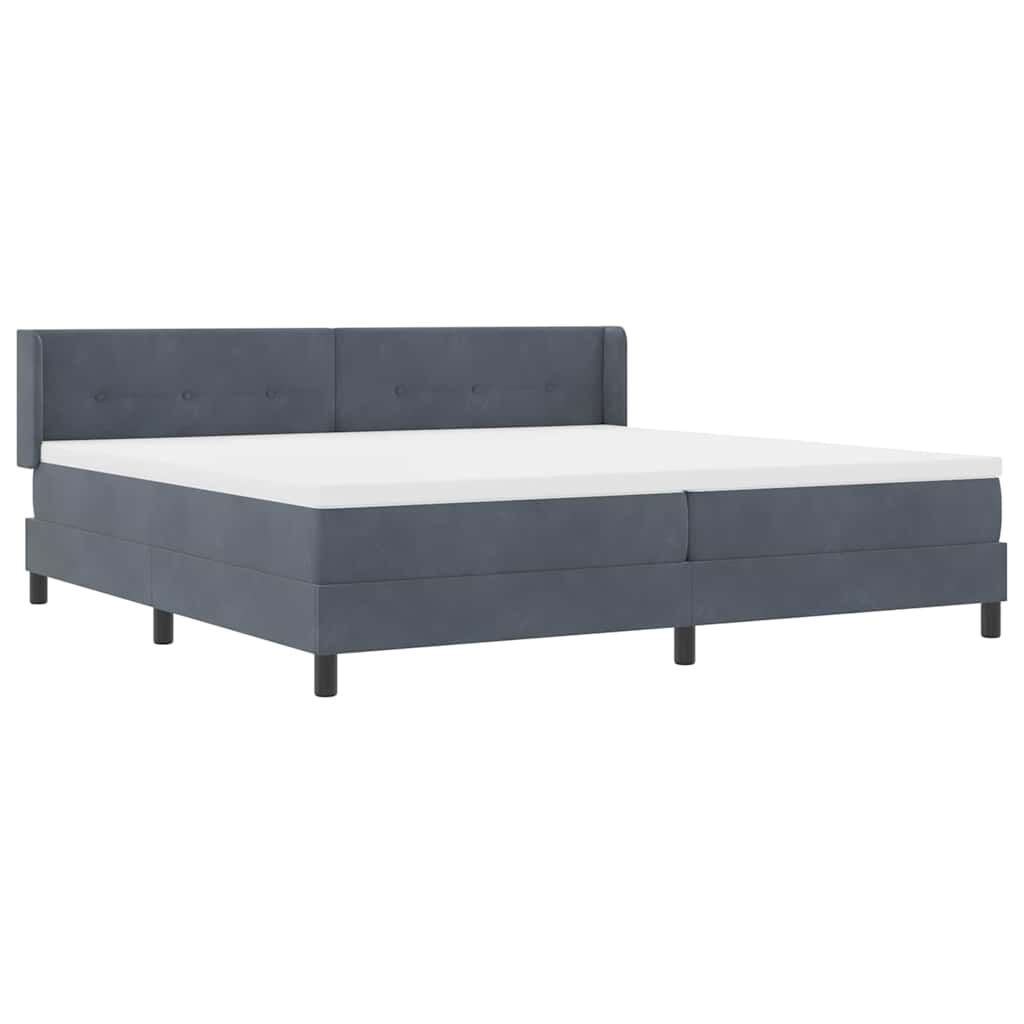 Letto a molle con testiera Grigio scuro 200 x 200 cm Velluto | homemem39