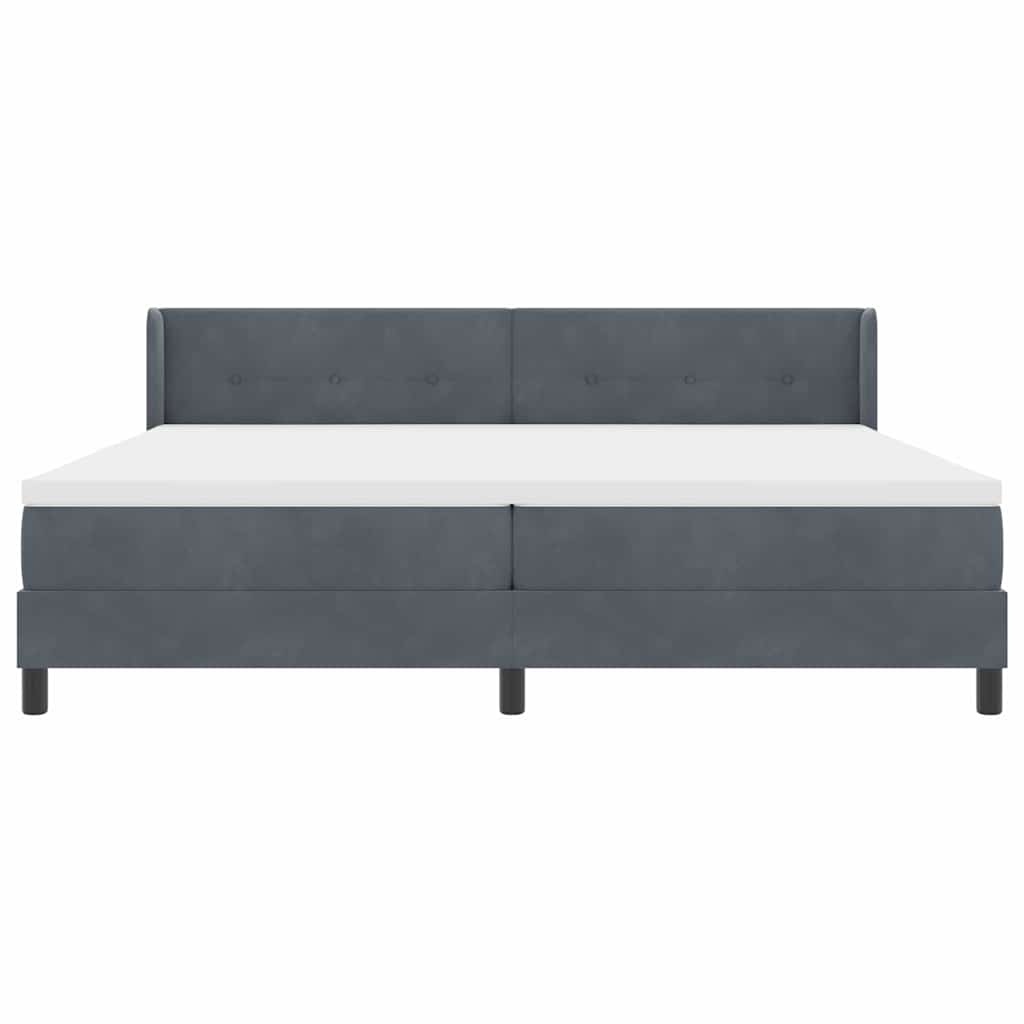 Letto a molle con testiera Grigio scuro 200 x 200 cm Velluto | homemem39