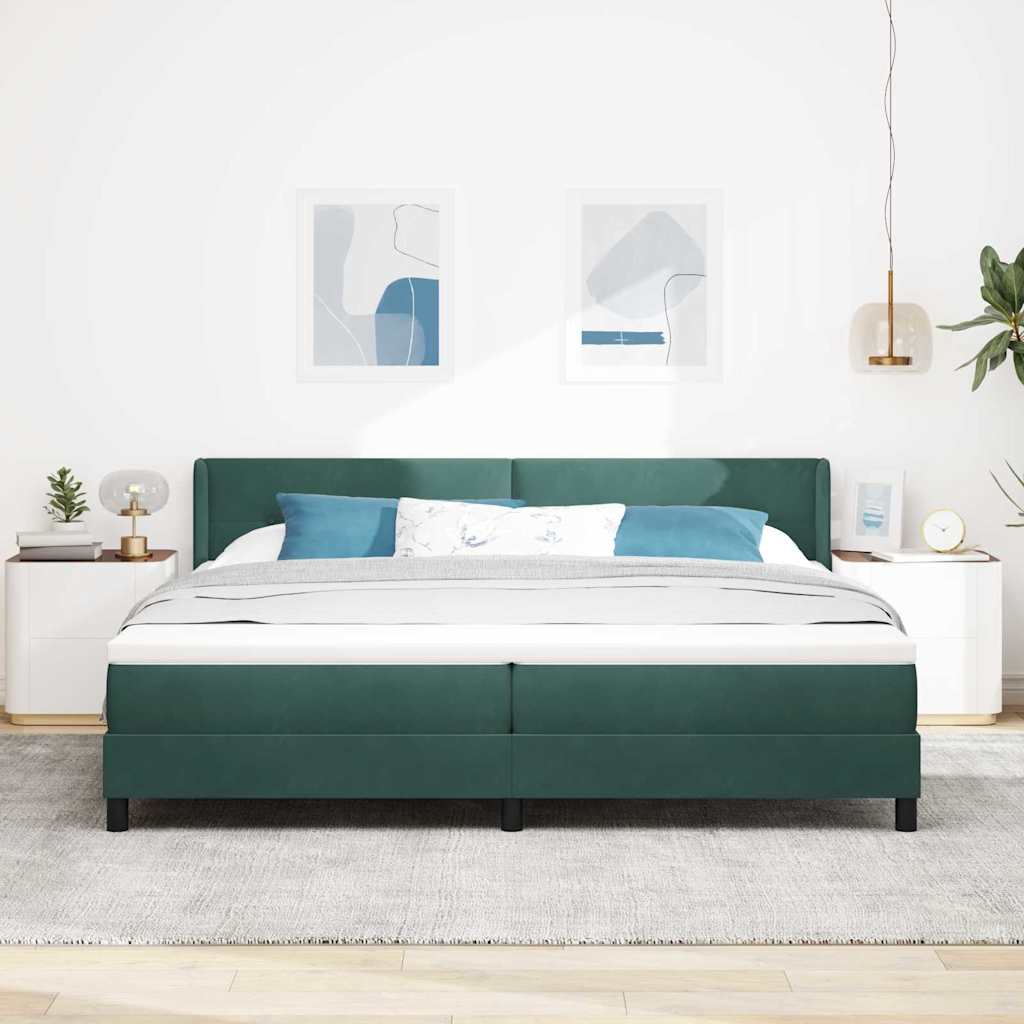 Letto a molle con testiera Verde Scuro 200 x 200 cm Velluto | homemem39