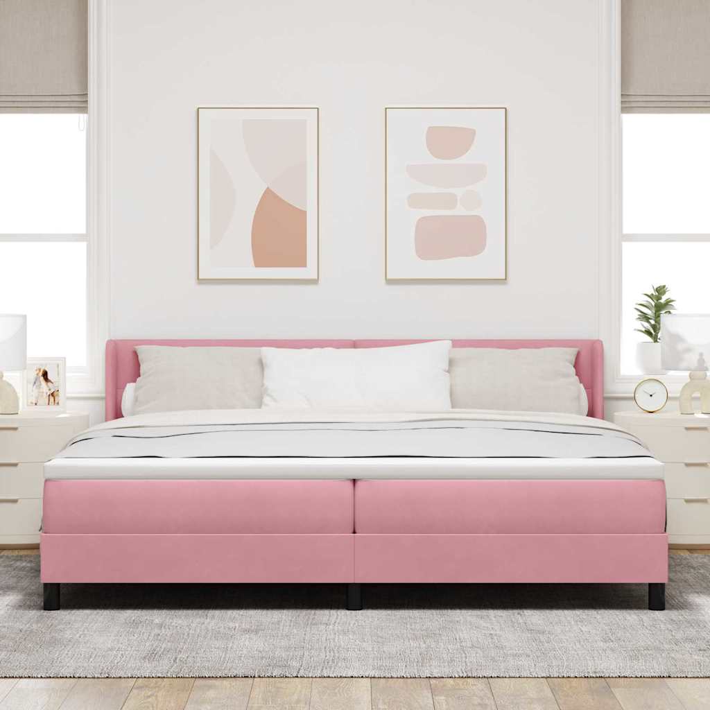 Letto a molle con testiera Rosa 200 x 200 cm Velluto | homemem39