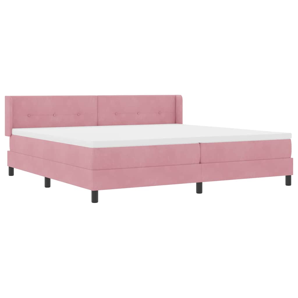 Letto a molle con testiera Rosa 200 x 200 cm Velluto | homemem39