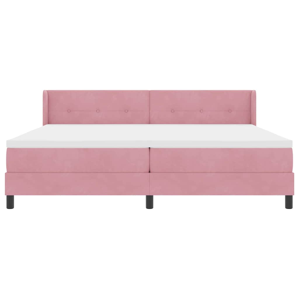 Letto a molle con testiera Rosa 200 x 200 cm Velluto | homemem39
