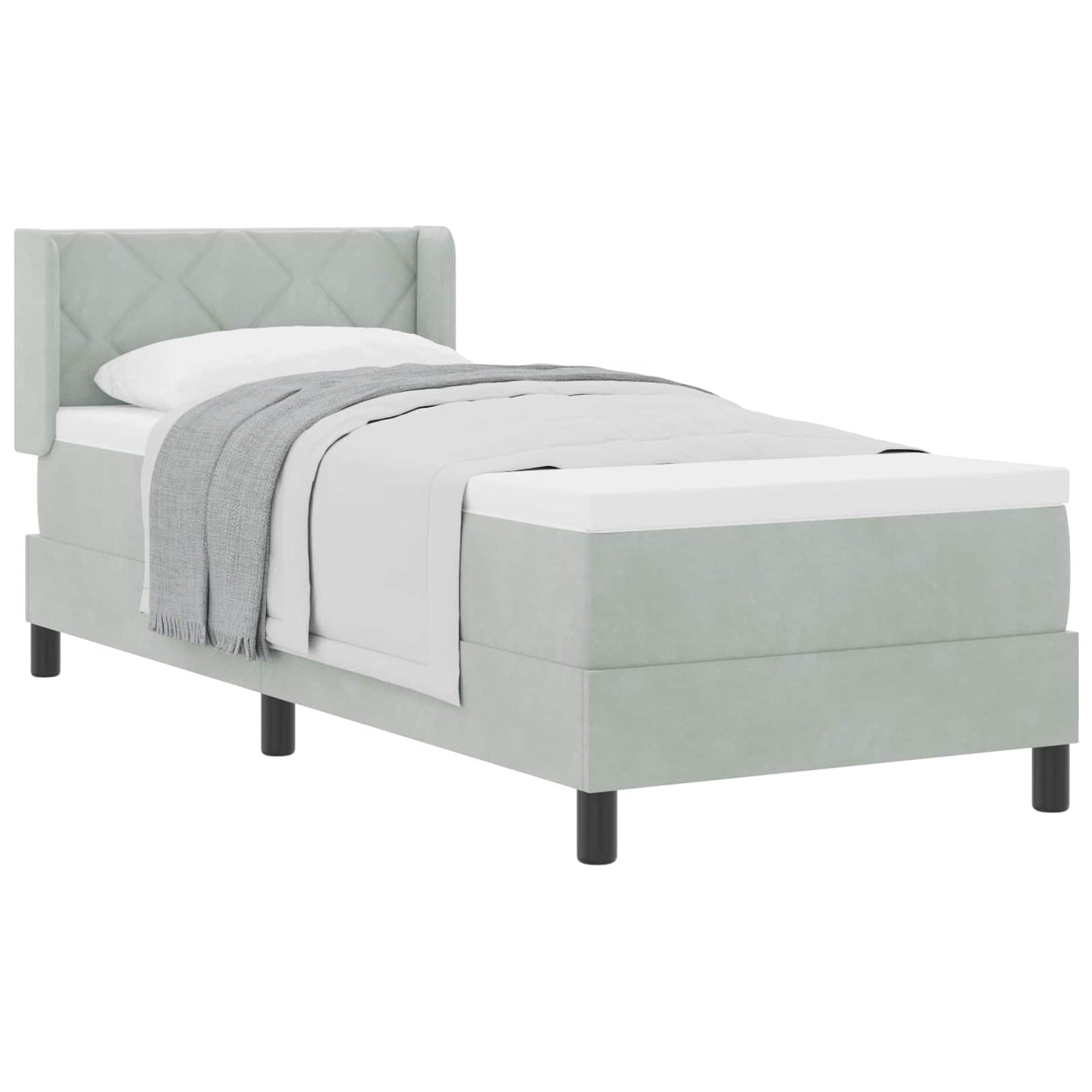 Letto a molle con testiera Grigio chiaro 200 x 80 cm Velluto | homemem39