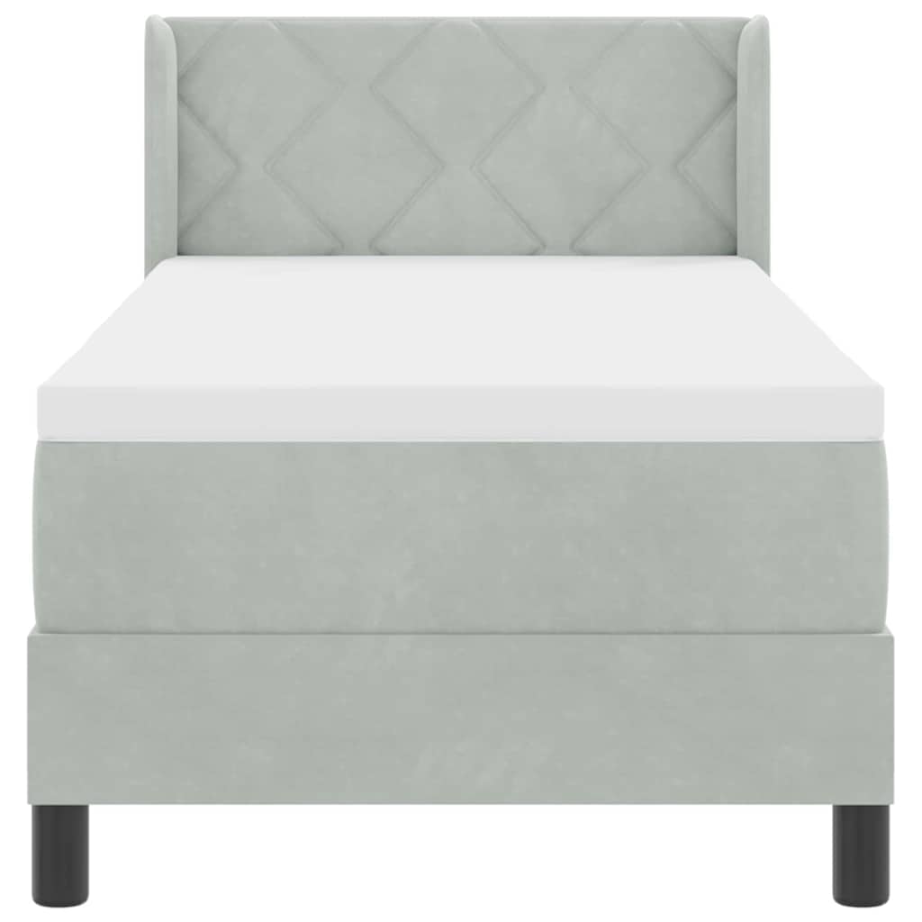 Letto a molle con testiera Grigio chiaro 200 x 80 cm Velluto | homemem39