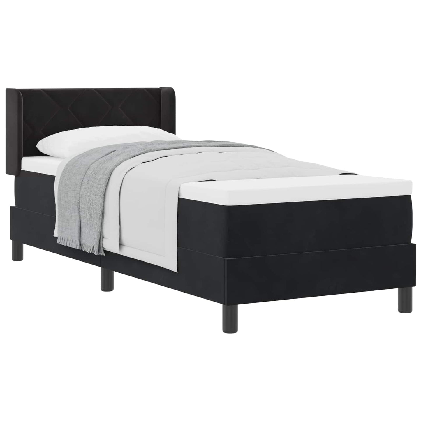 Letto a molle con testiera Nero 200 x 80 cm Velluto | homemem39