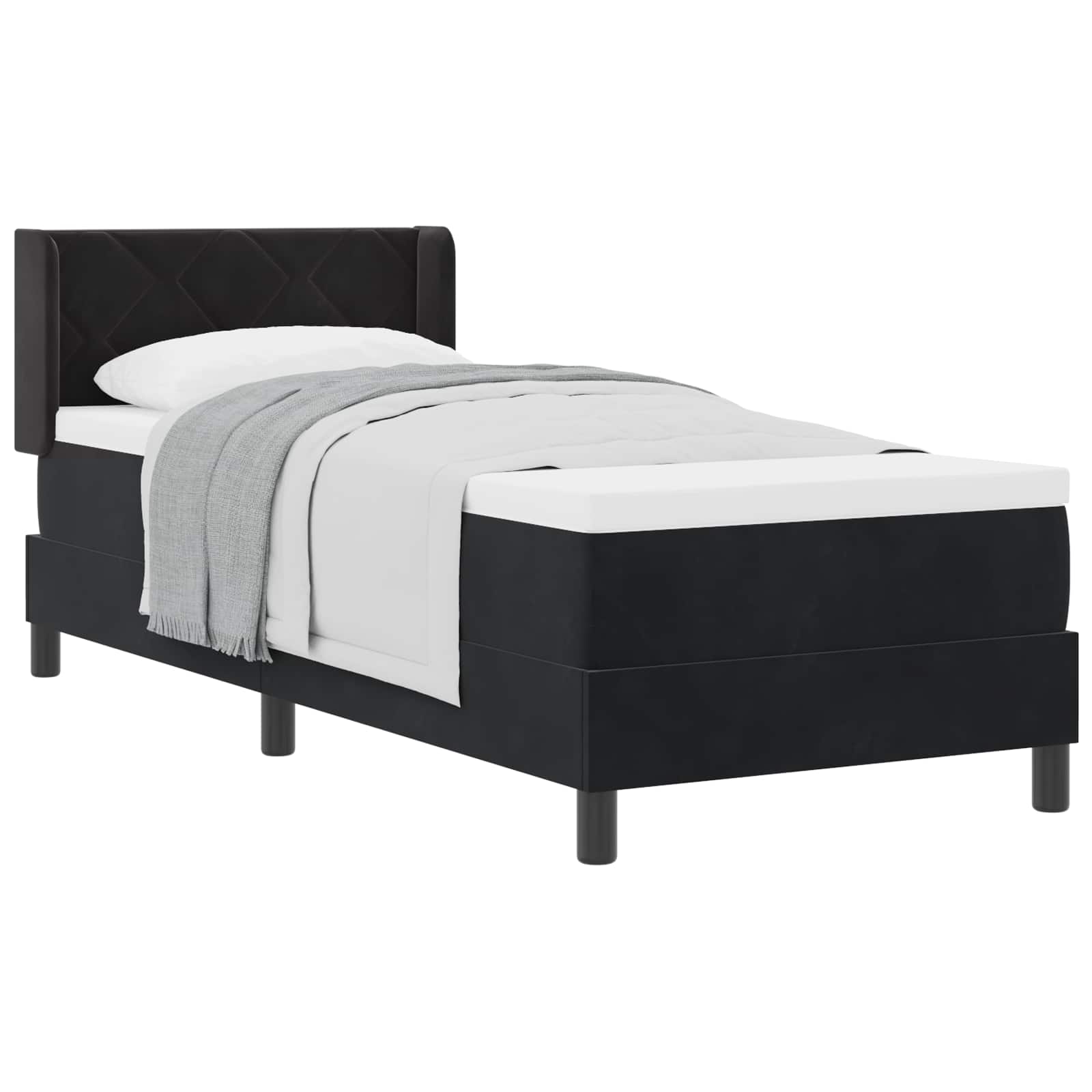 Letto a molle con testiera Nero 200 x 80 cm Velluto | homemem39