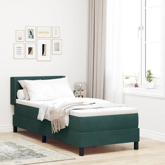 Letto a molle con testiera Verde Scuro 200 x 80 cm Velluto