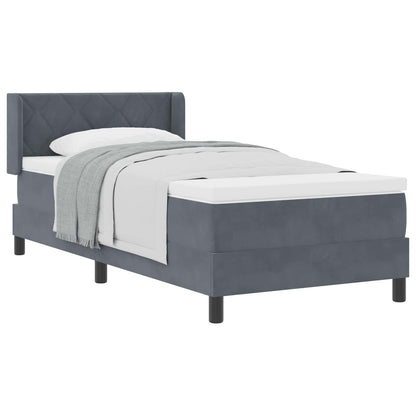 Letto a molle con materasso Grigio scuro 190 x 90 cm Poliestere