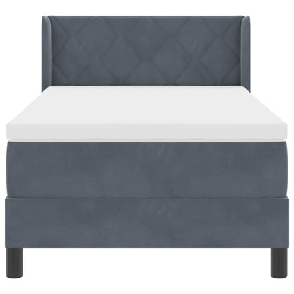 Letto a molle con materasso Grigio scuro 190 x 90 cm Poliestere