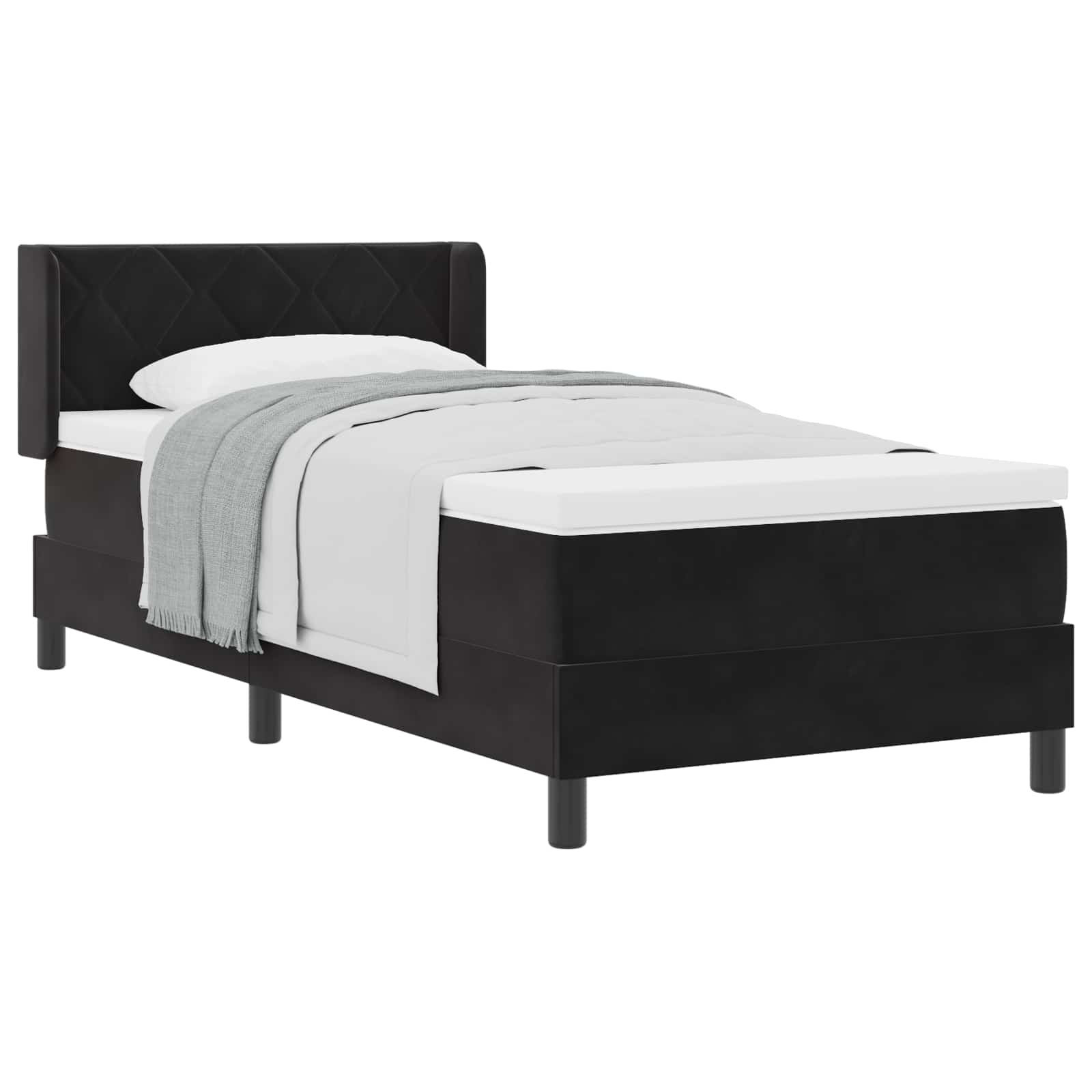 Letto a molle con testiera Nero 190 x 90 cm Velluto | homemem39