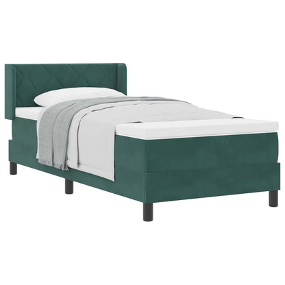 Letto a molle con materasso Verde Scuro 190 x 90 cm Poliestere