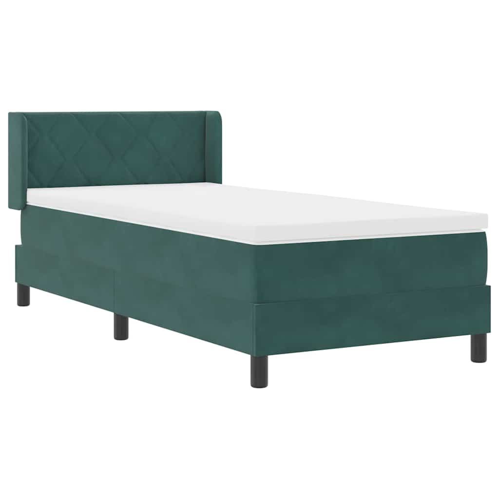 Letto a molle con materasso Verde Scuro 190 x 90 cm Poliestere